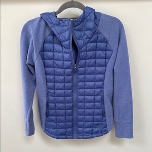 North Face Blue Quilted Zip-Up Hoodie